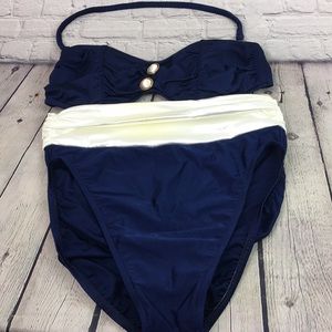 Marigo bikini two piece swimsuit navy blue white